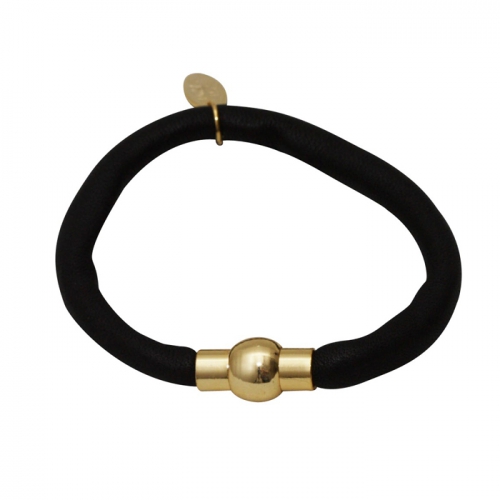 Amber läderarmband svart - Tokyo Jane